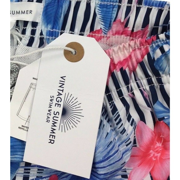 Vintage Summer Boy's Swim Trunks Pink Blue Mesh Lined Printed $40 Size 5 - 6 - Picture 3 of 3